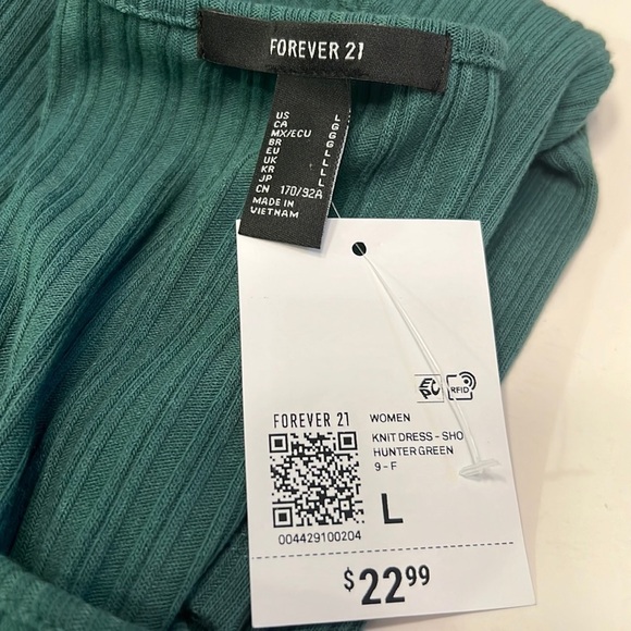 Forever 21 Hunter Green Long Sleeve Knit BodyCon Dress Size Large - Picture 7 of 11